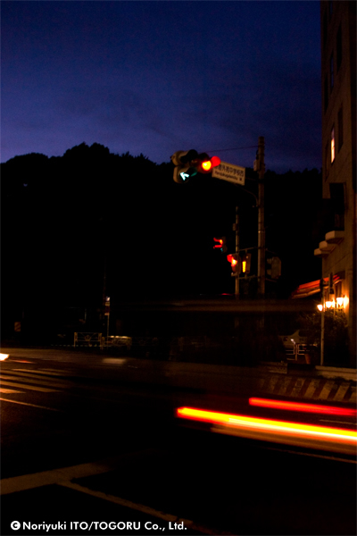 信号機、ウィンカー、道路にはシグナルを示す光があふれている